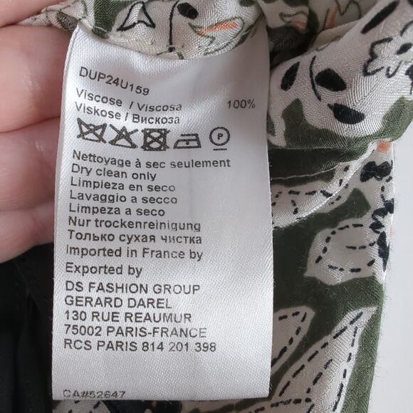 Gerard Darel Olive Green and Cream Floral‎ Print Pull-on Casual Pants Size 8/40 - Picture 9 of 9